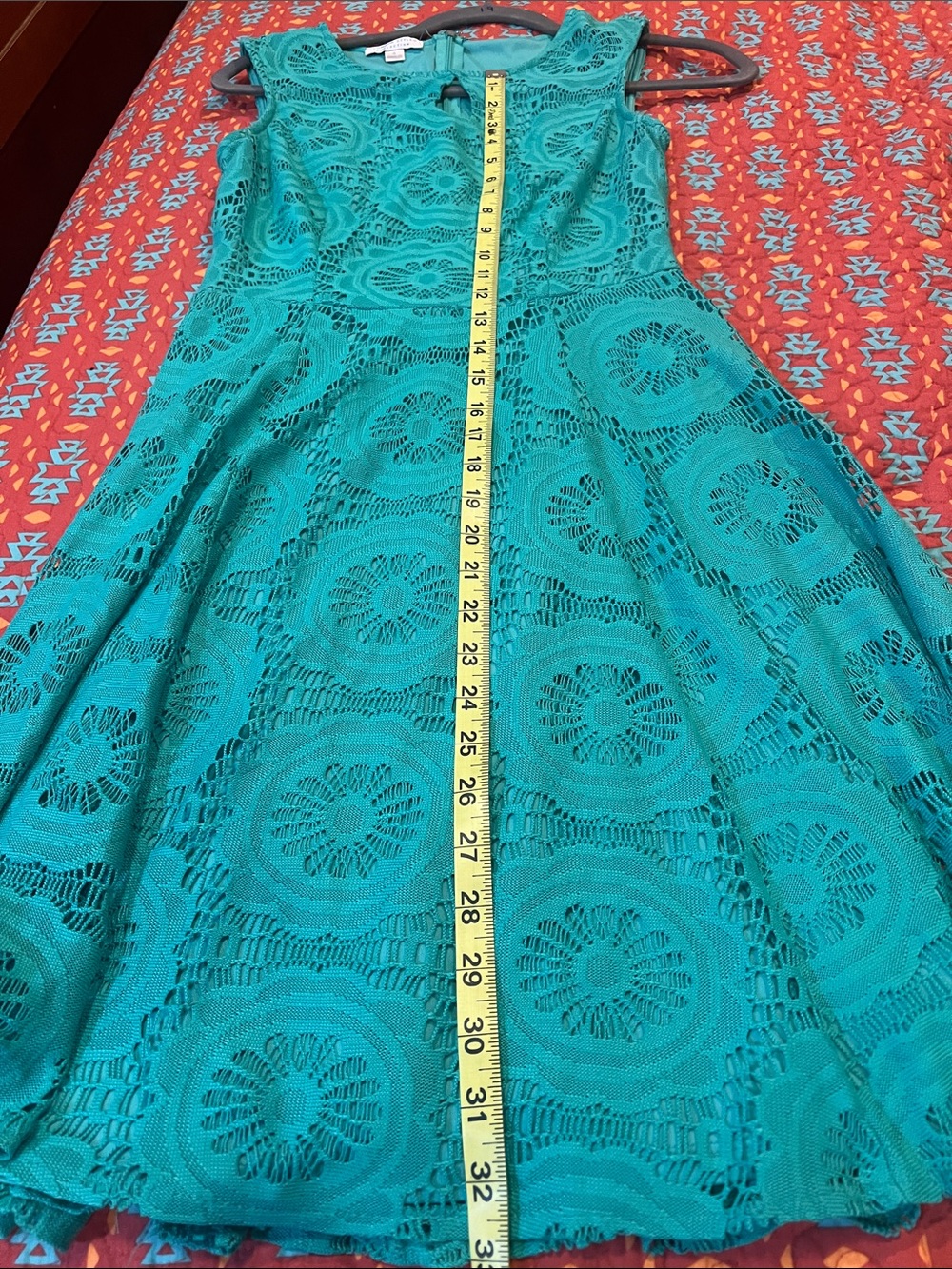 London Style Teal Crochet Midi Dress - Picture 10 of 11